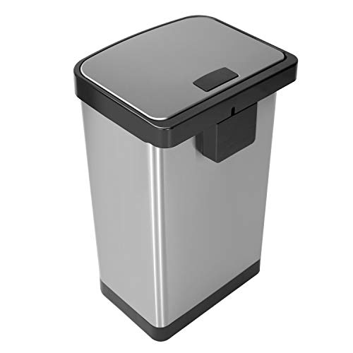 Caneca de basura rectangular de acero inoxidable 14.5 gal miniatura 2