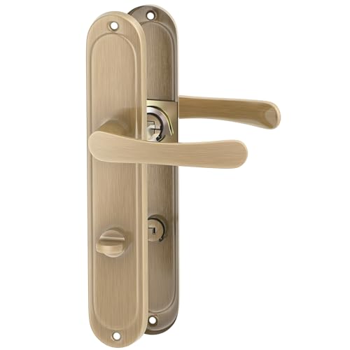 ERGO Line MALMO Garniture de Porte Classique Bronze - Poignée pour Salle de Bains WC avec Rosette Longue - Tige Carrée 7 mm