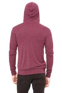 Bella + Canvas Unisex Triblend Full-Zip Lightweight Hoodie - MAROON TRIBLEND - M - (Style # 3939 - Original Label)2