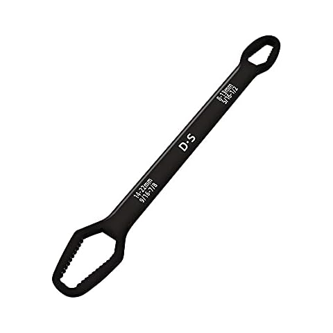 Anvirtue Multifunctional Universal Double Ended Wrench, 8mm - 22mm Self-Tightening Universal Wrench Repair Tool for DIY Machine & Auto Maintenance - Made of Premium Chrome Vanadium Steel(Black) Cover