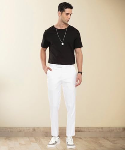 Image of MALENO Slim Fit Ankle Length Cotton Lycra Blend Formal Trouser for Men | Stretchable Ankle Length Formal Pant for Men