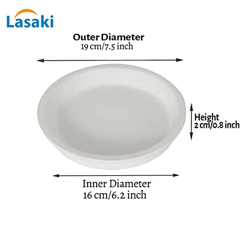 Image of Lasaki Round Ceramic Trays (Plates Saucers) for Pots, planters, Flower, Succulent(Set of 2,White 1,6 inch) R6(Plants not Included)