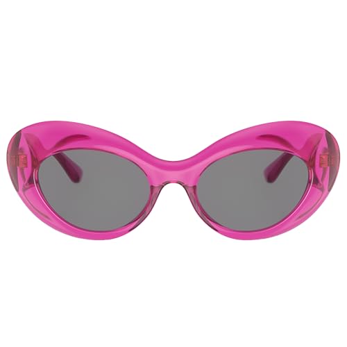 Versace VE 4456U 533487 Transparent Pink Plastic Round Sunglasses Dark Grey Standard Lens2