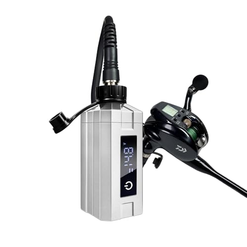 YL-HLOT Super mini Electric Reel Battery. LED Display. IP68 Waterproof. Suitable for sea Fishing. Compatible with Daiwa & Shimano Electric reels.(Silver 5000 mAh)