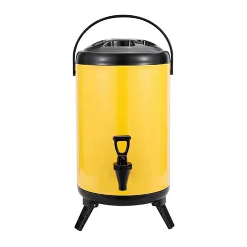 RUZWSJPE Faltbare Füße Getränkespender für Partys, Isolierte Thermokaraffe für Heißen und Kalten Kaffee, Getränkespender mit Zapfhahn für Heißes Wasser, Tee, Kaffee, Kalte Milch, Saft(Yellow,8L)