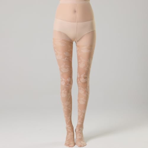 2 Pairs Premium Colorful Flower Embossed Patterned Women's Tights with Designs Cute Sexy Pantyhose Sheer Stockings2