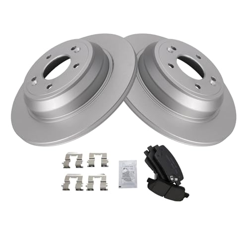 Image of TRQ Rear Brake Pad and Rotor Set Ceramic Coated Rotors Compatible with 2009 Hyundai Genesis
