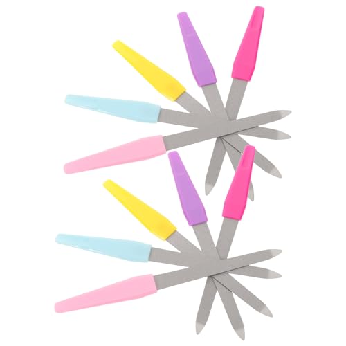 Genérico Limas de Uñas Doble Cara de Acero Inoxidable Mango Plástico Antideslizante Juego de 10 Unidades para Manicura y Pedicura Salones y Uso Doméstico