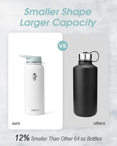Image of Coolflask 40 oz Water Bottle Insulated Stainless Steel with Strap