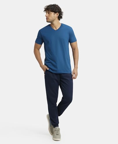 Image of Jockey AM05 Men Super Combed Cotton Rich Pique Slim Fit Jogger with Zipper Pockets