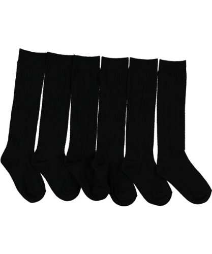 BLUE HEAVEN Girls' 3-Pack Cable Knee Socks - black, 5-62