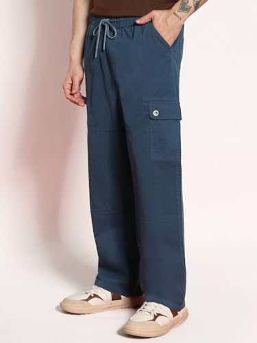 Image of Urbano Fashion Men's Loose Baggy Fit Cargo Jogger Chino Pant with 6 Pockets Stretchable
