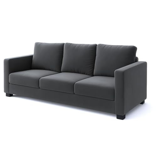 Image of FURNY Hedstor 3 Seater Fabric Sofa Set (Dark Grey Color) | Durable Comfort | Modern Design | Ideal for Living Room