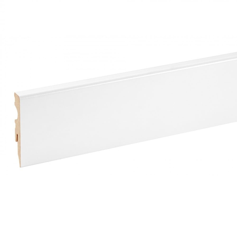 White Primed MDF Skirting Board with Easy Clip System - Classic 58mm High x 2.2 Metre Long