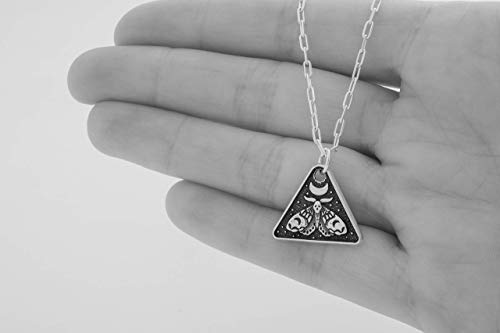 Sterling Silver Moon Moth, Death's Head Hawkmoth - Small - (Pendant Or Necklace) #TOP4