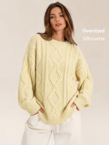 Image of Trendy Queen Women's Oversized Cable Knit Sweaters 2026 Fall Outfits | Quiet Luxury Style, Chunky Knit Texture, Winter Holiday Outfit, Easy Layering Piece, Fall Fashion Staple