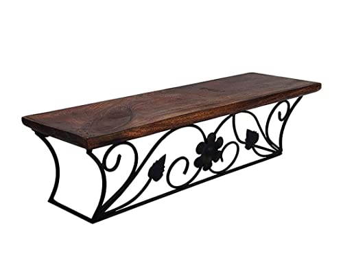 Image of Wooden handicrafts Dazzling Wall Rack Shelves Set MDF -Medium Density Fiber Home Decoration Wall Decor (Brown, Wooden Iron 3)