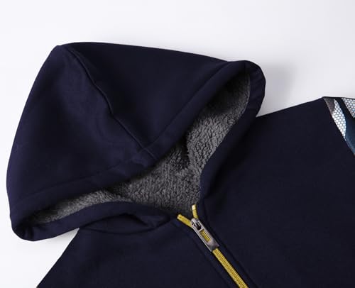 Image of ZITY Boys Zip Up Hoodie Fleece Jacket Kids Sherpa Lined Sweatshirts Outerwear Unisex Warm Winter Coat 6-15 Years Old