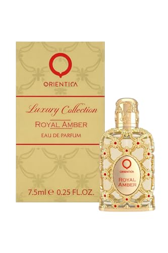 Image of Orientica Luxury Royal Amber Eau De Parfum 0.25oz /7.5ml Mini Splash - Notes of Vanilla, Bergamot, Pineapple - Amber Oud, Gourmand Arabic Perfumes for Women & Men - Perfumes Arabes de Mujer y Hombres
