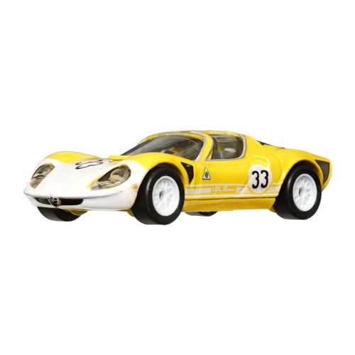 Hot Wheels Die Cast Model Auto Car Culture Circuit Legends 1969 Alfa Romeo 33 Stradale Amarillo Escala 1:64 7cm HCJ91