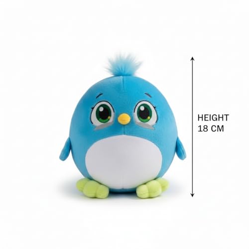 Image of Cute Blue Bird Soft Toy Plush for Kids | Ultra Soft Huggable Stuffed Animal Toy for Baby Boys & Girls for Birthday, Valentine & Home Decor - Height 18 Cm