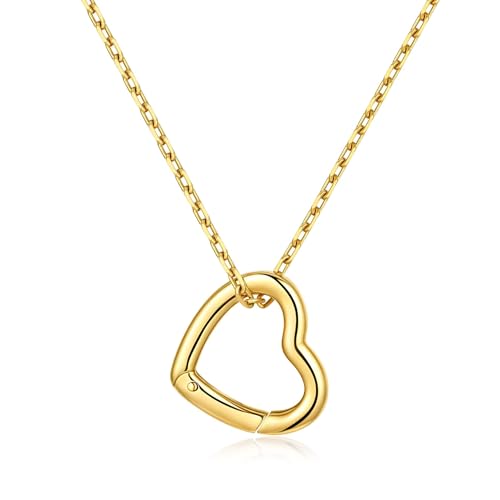 GAVU Stainless Steel Ring Holder Necklace for Women Womens 18K Gold Plated Pendant Heart Charm Holder Necklace 18