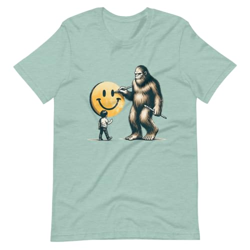 T-shirt Bigfoot vintage bleu en coton pour un look art fantaisie original