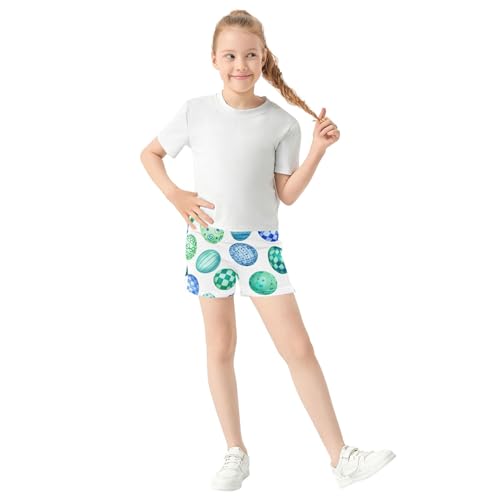 Girls Athletic Lounge Shorts Blue Green Easter Eggs Print Kids Casual Summer Shorts Cute Pajama Sleepwear, X-Small2