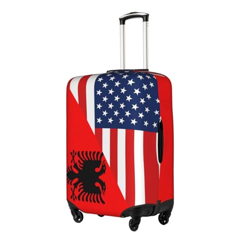 Travel Luggage Cover America Flag And Albania Flag Fashion Washable Baggage Suitcase Protector Fit For Luggage Large2