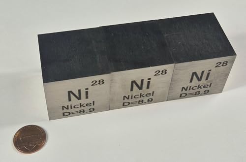 Image of 1.5 inch 38.1mm Nickel Metal Cube Ni up to 99.9% Pure Periodic Table Element Engraved Density Collection Science Education Display Block Cube + Acrylic Case Box - 1PC
