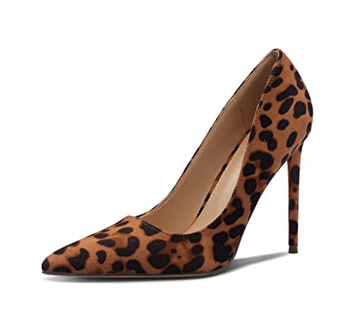 Women's Pumps Slip On High Heels With Pointed Toe 4.1 Inch Stiletto Bridal Party Dress Heels For Casual,Lucy-Leopard Su-7 #TOP2