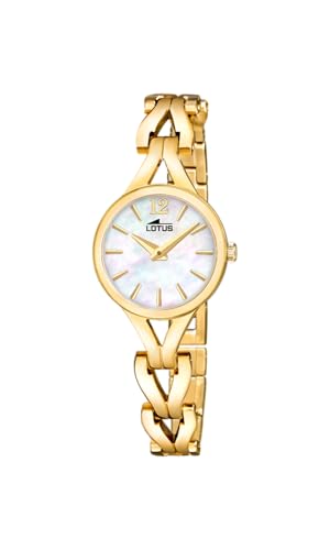 LOTUS Reloj Mujer Analógico de Acero Inoxidable 316l Dorado   Movimiento de Cuarzo   Cristal Mineral de Alta Resistencia   Resistente al Agua 5 ATM 19023/1   Old Money