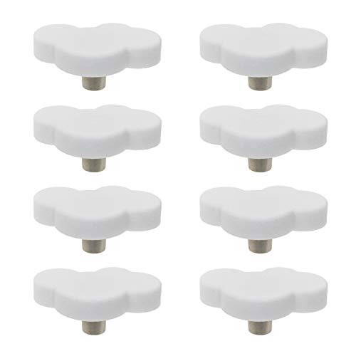 Mcredy Kids Door Knobs Cartoon Dresser Knobs Rubber White Cloud Cartoon Door Knob 2.09x1.22 (Lxw) Cute Cabinet Pulls for Kids' Room Cabinets, Doors, Dresser and Closets Pack of 8