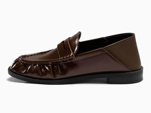 Image of Coutgo Penny Loafers for Women Comfortable Slip on Shoes Collapsible Heel Closed Toe Dressy Casual Work Flats