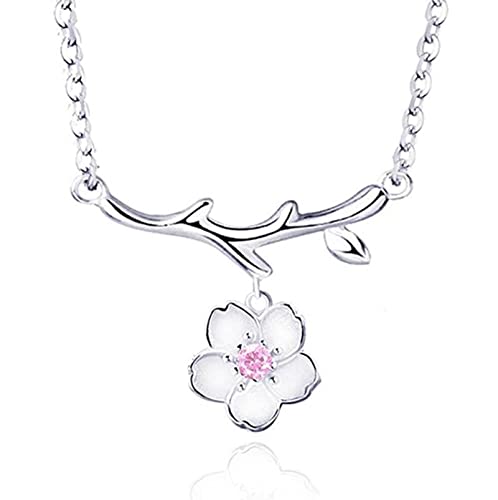 Collier fleur de cerisier rose et violet en argent 925 pour le quotidien