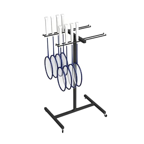 Support de rangement pour raquettes avec roulettes pivotantes pour salle