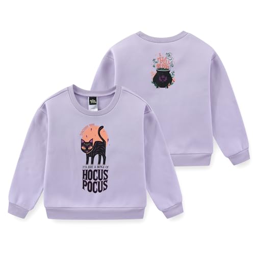 Disney Hocus Pocus Girls Halloween Crewneck Pullover Sweatshirt for Big Kids Purple