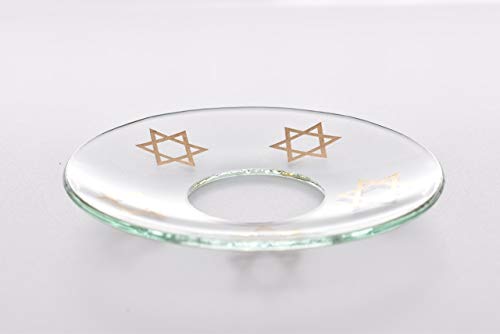 Cape Candle Star of David Clear Plain Glass Bobeches| Round Candlestick Ring Holder| Wax Drip Catcher for Candles | Candle Drip Guards| Decorative Glass Candle Protector Accessories | Set 2pc, 2.75