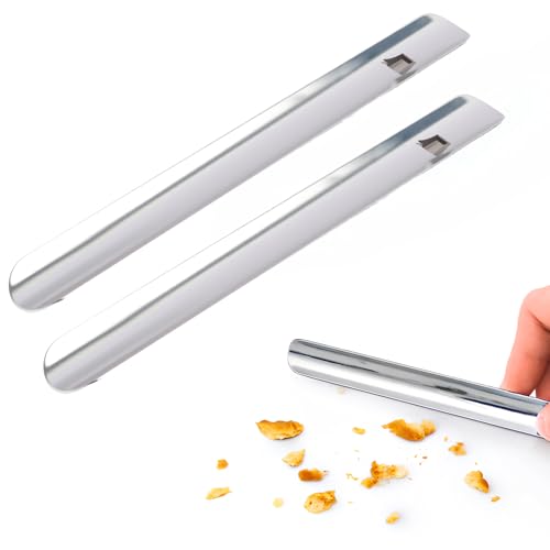2 Pièces Ramasse-miettes de Table en Aluminium, Accessoire de Nettoyage pour Tissus de Table, Pelle à Restes Alimentaires, Grattoir à Miettes de Pain,...