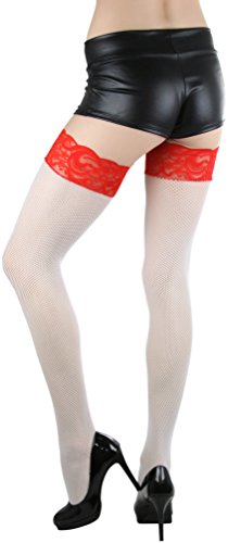 Image of ToBeInStyle Women's Fine Classic Fishnet Thigh High Stretch Nylon Novelty Stockings