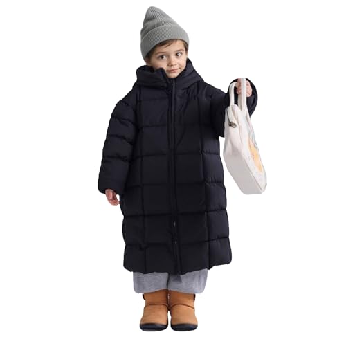 Girl Winter Coat - Kids Toddler Quilted Puffer Long Warm Jackets with Hood and Two Pockets