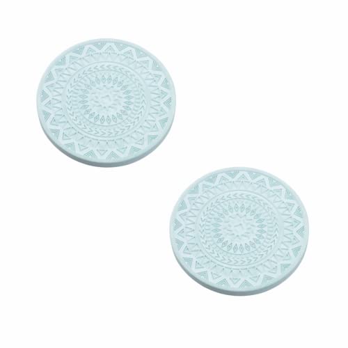 吸水 珪藻土コースター おしゃれ 滑り止め こーすたー 北欧 速乾 水切りキッチン トレー 円型 2枚セット (うすみどり)