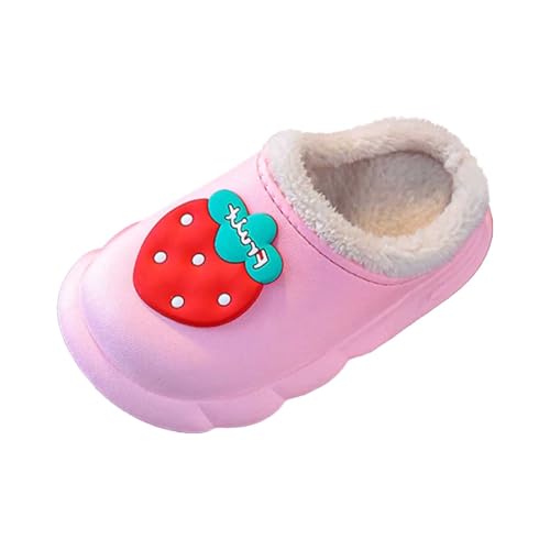 Generisch Pantuflas de invierno para niños, mullidas, ligeras, de dibujos animados, antideslizantes, cálidas, suaves, suelas suaves, forradas, zapatillas de cabaña, rosa, 31 EU