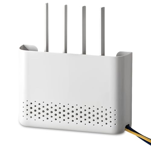 Router Schrank Router Verstecken Kasten WiFi Aufbewahrungsbox Weiß Kabelbox Wand WLAN Box Wandmontage Router Regal 25 X 17 X 5 cm Hängende Rack für WLAN Kabel