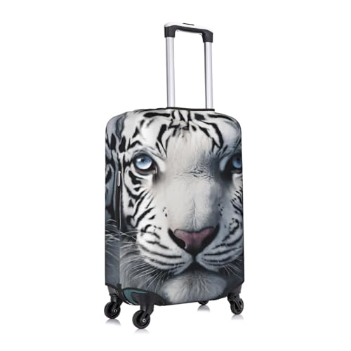 White Tiger Print Travel Elastic Suitcase Luggage Baggage Cover Protector, Washable And Anti-Scratch3