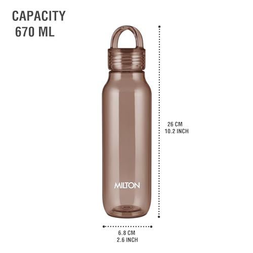 Image of MILTON Fashion 750 Pet water bottle, 670 ml|Tritan Plastic|Leak-Proof, BPA-Free, Sturdy Handle|Reusable Water bottle for fridge|Perfect for Office, Travel, Gym Tumbler Bottle for Men and Women, Brown