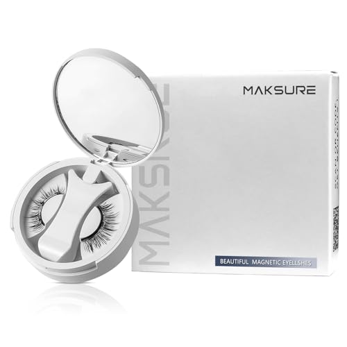 Maksure マグネットつけまつ毛 一体型、磁気 つけまつげ 、再利用可能、 防水防汗 持ち運び便利多機能、接着剤不要、ふんわり、すっぴん感、薄いメイク向き、女性 アイメイク初心者 新型 長持ち (EM07 - フォグブラック)