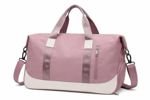 Bolsa De Mão Mala Viagem Academia Feminina Masculina Super Grande, Compartimentos Com Zíper, Espaço Para Tênis Ou Roupas Sujas Alça Removível Modelo Transversal Bordo Poliéster (Rosa Queimado)