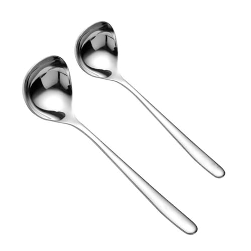 Cabilock 2pcs Stainless Steel Serving Spoon Thickened Head Soup Ladles Ergonomic Design for Buffet Home Kitchen and Party Use Versatile and Silverware