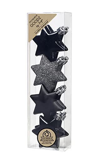 Inge-glas Christbaumschmuck Kunststoff 6cm 8 Stück Set Sterne Weihnachtsbaumschmuck Schwarz Mix